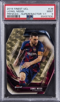 2019-20 Topps Finest UCL "Finest Performers" Die-Cut Superfractor #LM Lionel Messi (#1/1) - PSA MINT 9